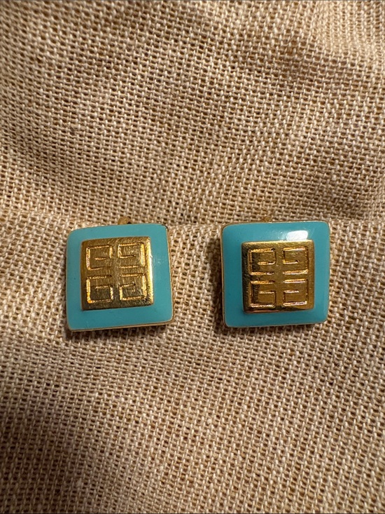 Givenchy Jewelry - Givenchy Vintage Earrings Turquoise Blue & Gold Tone Clips signed 1981